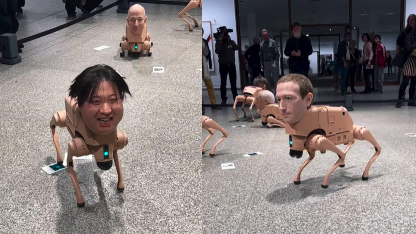 Algunos de los perros robots diseñados por el artista estadounidense Beeple.