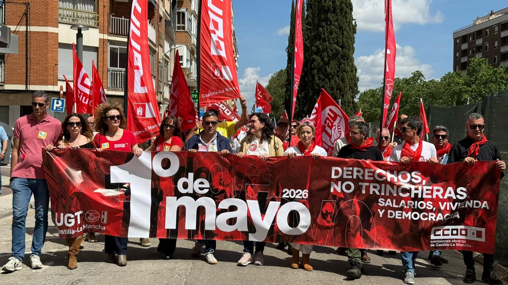 Manifestación por el Primero de Mayo en Puertollano. Foto: sindicatos. 