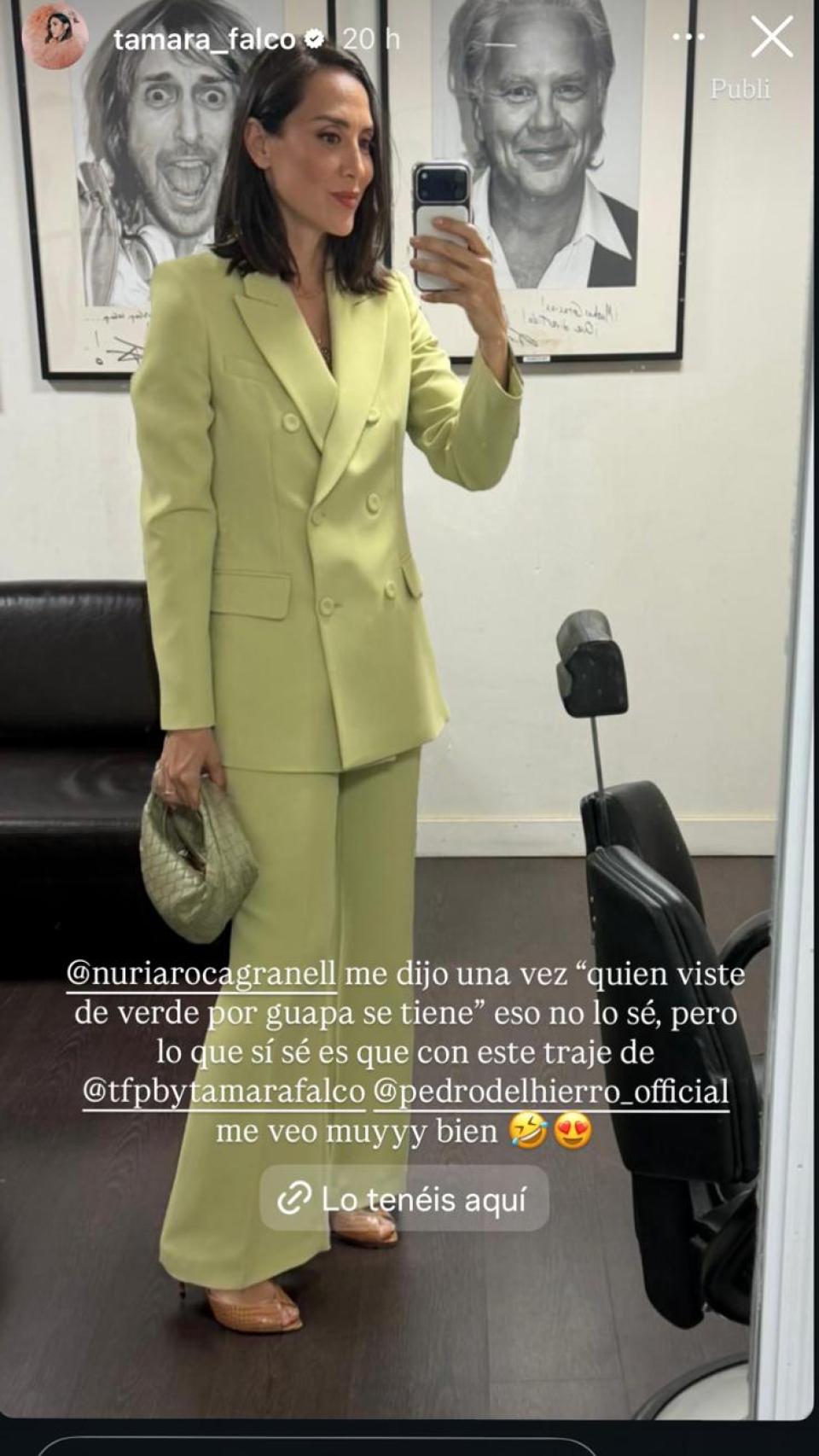 Tamara Falcó mostrando su traje en redes.