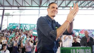 Pedro Sánchez, este viernes durante el mitin del PSOE en Cártama.
