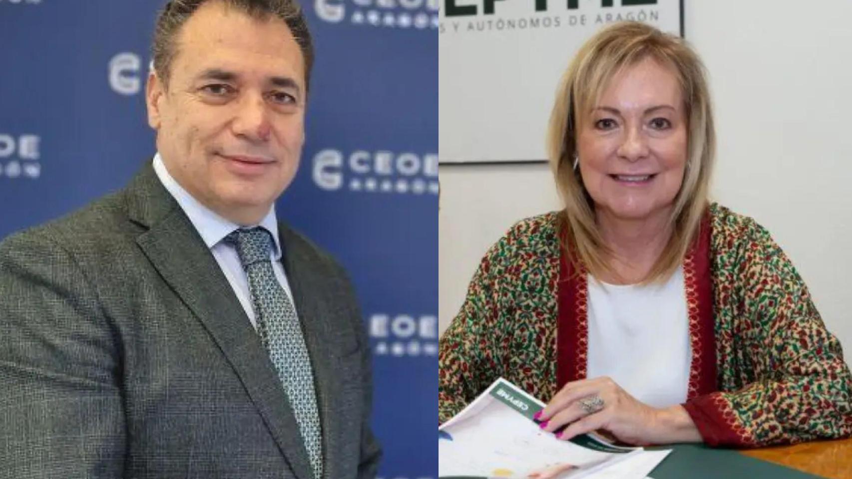 Benito Tesier, presidente de CEOE Aragón y Maria Jesús Lorente, presidenta de CEPYME Aragón.