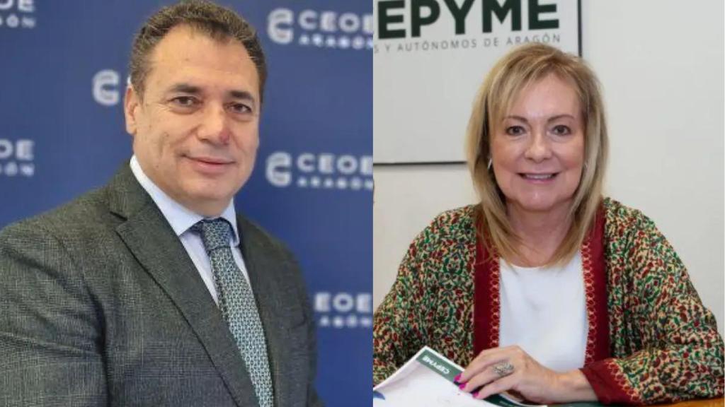 Benito Tesier, presidente de CEOE Aragón y Maria Jesús Lorente, presidenta de CEPYME Aragón.
