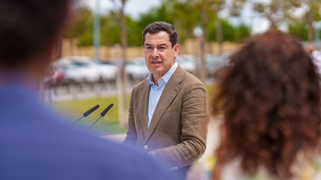 El presidente del PP de Andalucía y candidato a la reelección como presidente de la Junta, Juanma Moreno, este domingo.