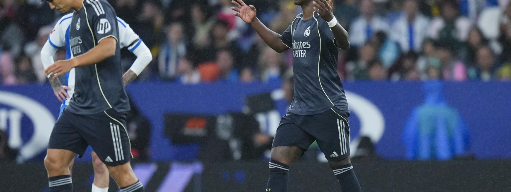 Vinicius celebra el gol marcado ante el Espanyol.