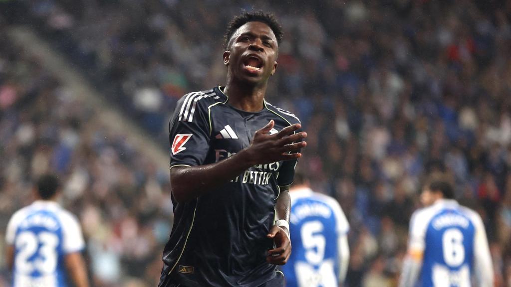 Vinicius celebra el segundo gol marcado ante el Espanyol.