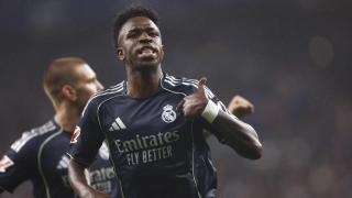 Vinicius celebrates one of the goals scored against Espanyol.