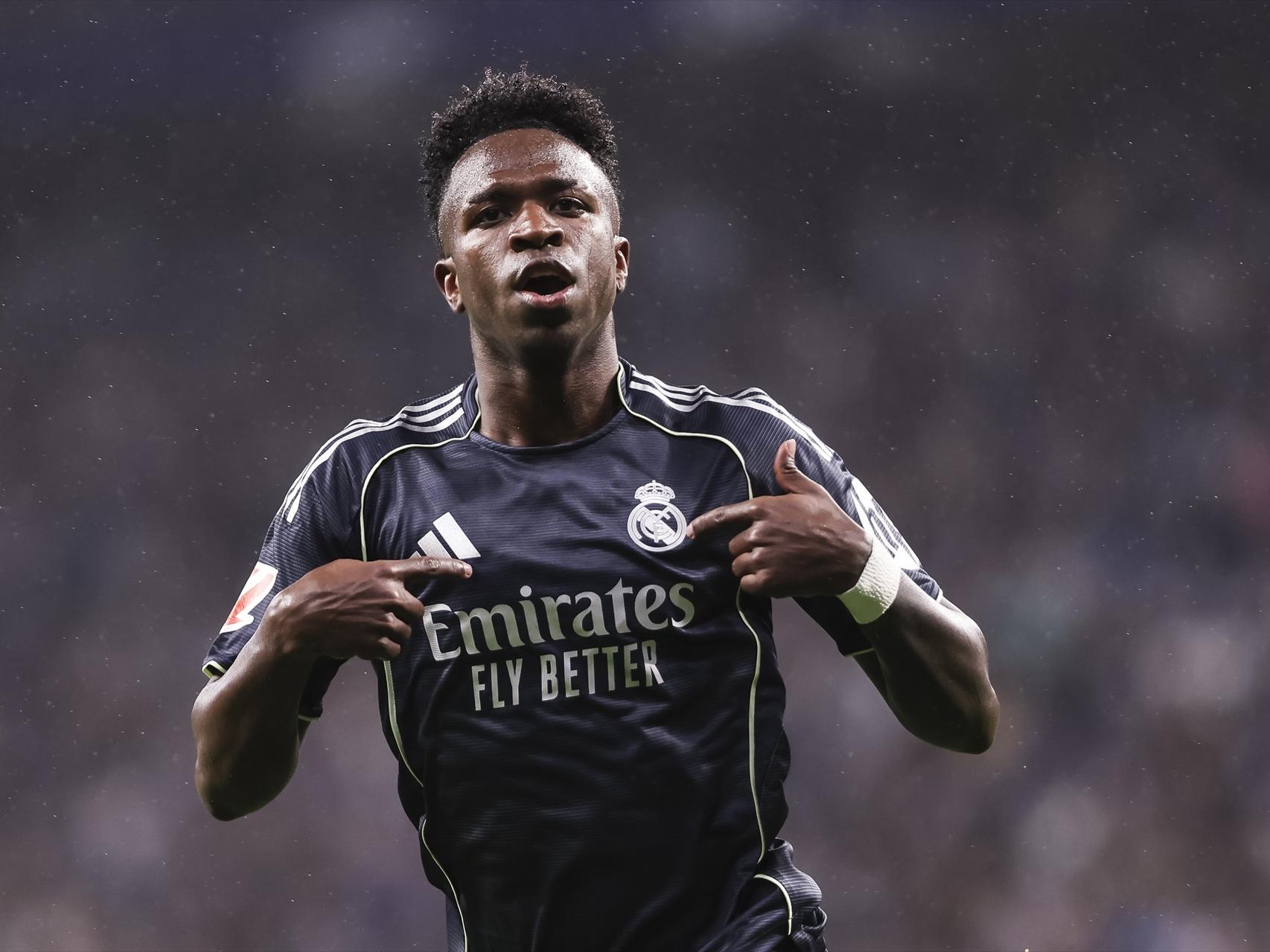 Vinicius celebra el segundo gol marcado ante el Espanyol.