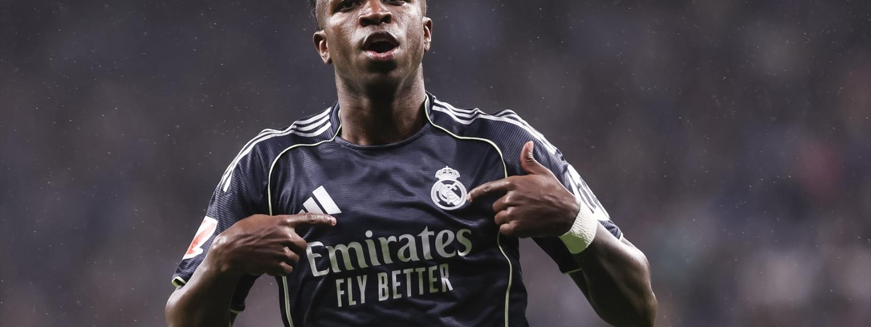 Vinicius celebra el segundo gol marcado ante el Espanyol.