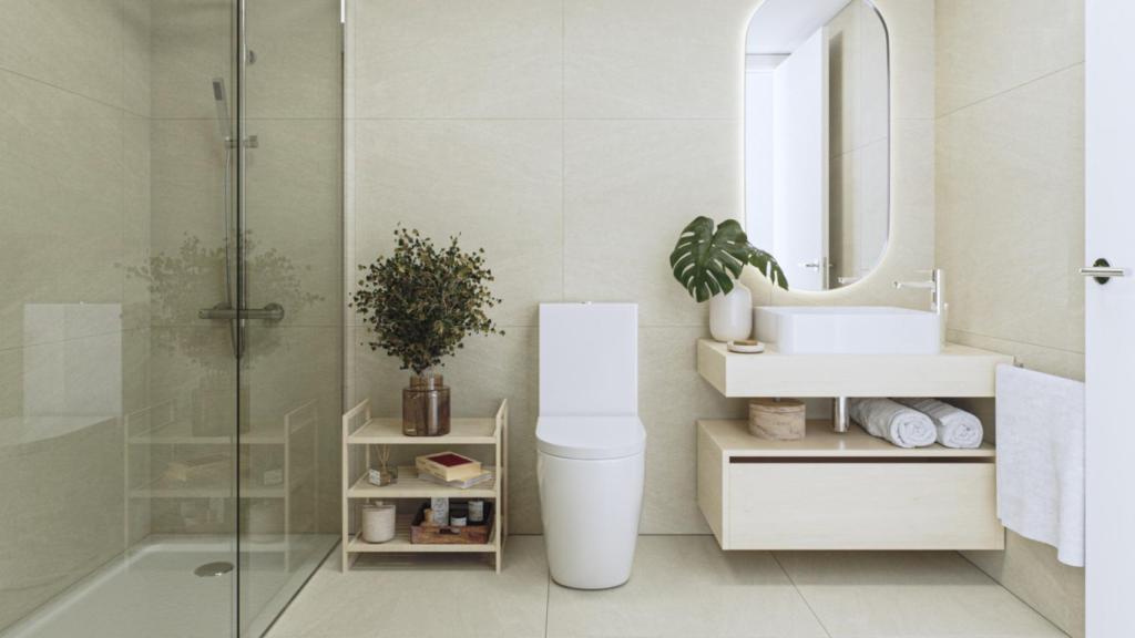 Baño de la vivienda de la promoción de obra nueva en Sanxenxo