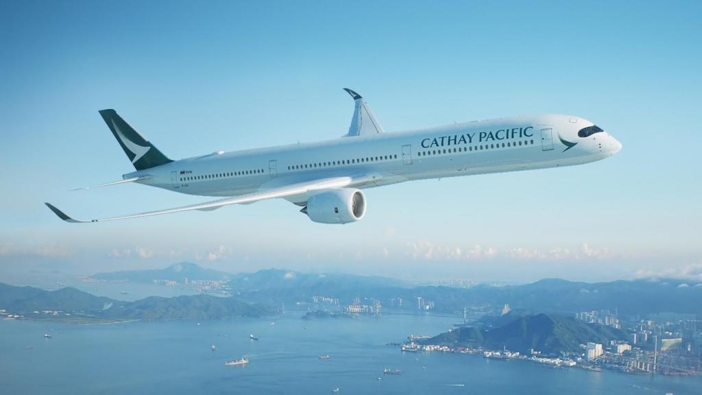 Uno de los aviones de Cathay Pacific.