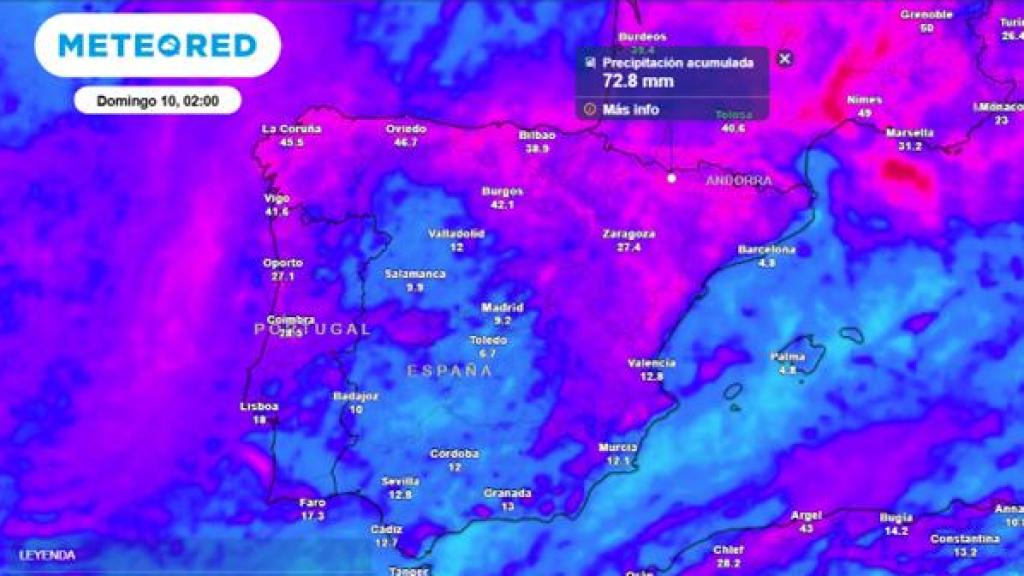 Imagen de la previsión de Meteored para los próximos días.