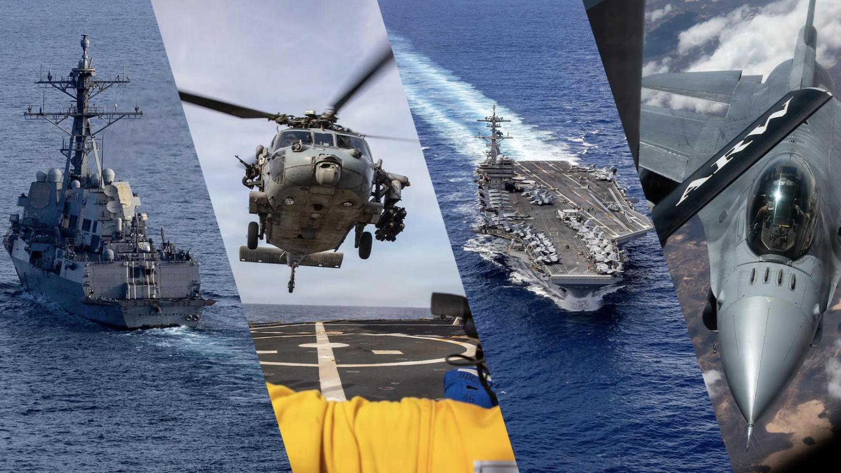 Algunos de los medios militares con los que EEUU apoyará con Proyecto Libertad para restablecer la navegación en el estrecho de Ormuz.