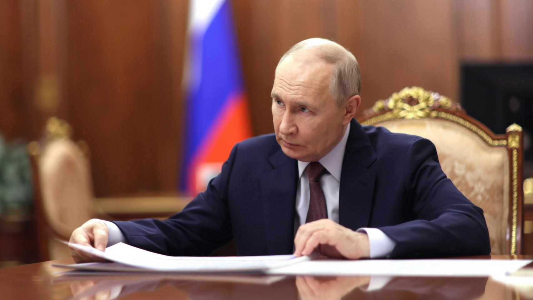 El presidente ruso Vladimir Putin en el Kremlin.