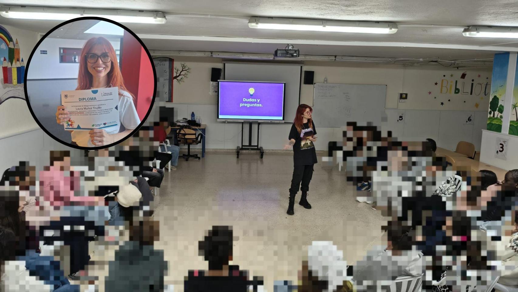 Una imagen de Laura impartiendo una de sus charlas.