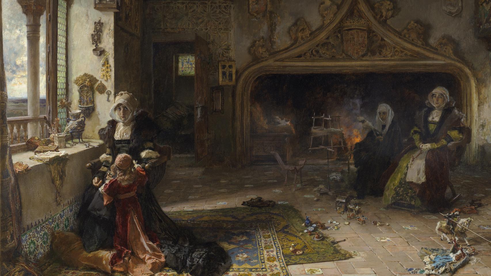 Francisco Pradilla y Ortiz: 'La reina Juana la Loca, recluida en Tordesillas con su hija, la infanta Catalina', 1906. Museo del Prado