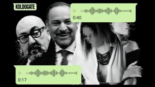 Koldo García, José Luis Ábalos junto a Jésica Rodríguez y una mujer que representa a Melisa, la otra mujer que estuvo en el piso de Atocha 25.
