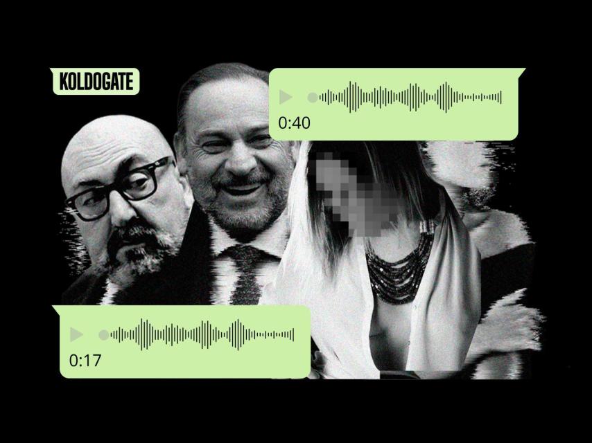 Koldo García, José Luis Ábalos junto a Jésica Rodríguez y una mujer que representa a Melisa, la otra mujer que estuvo en el piso de Atocha 25.