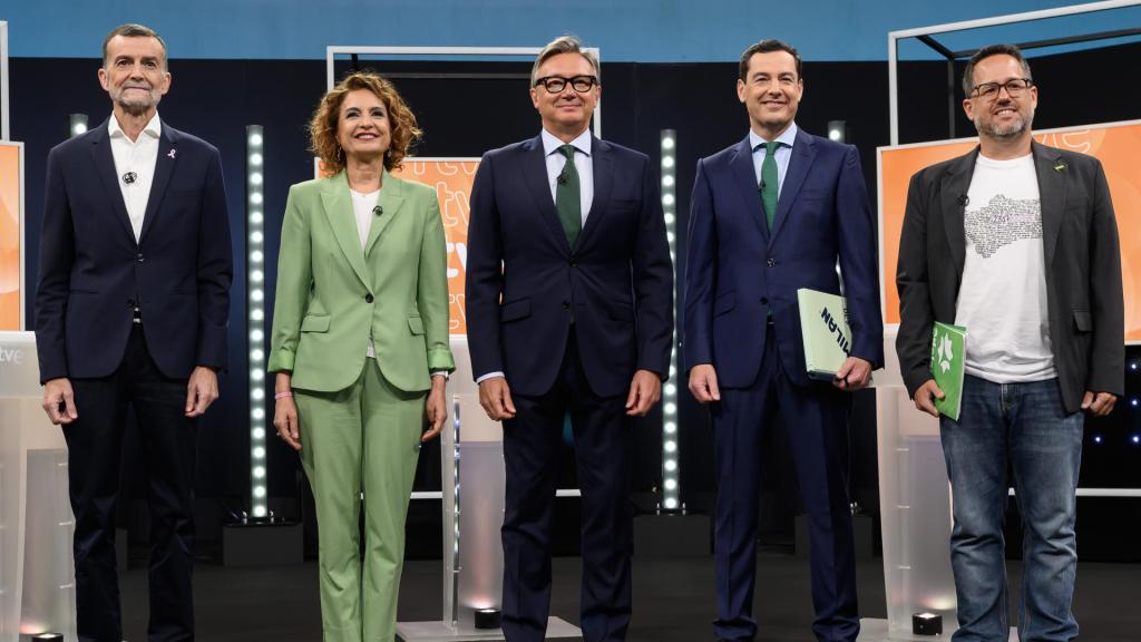 Los cinco candidatos, antes del debate.