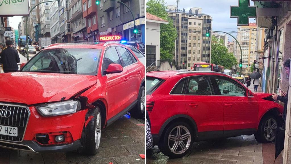 Coche siniestrado en la avenida de Finisterre.