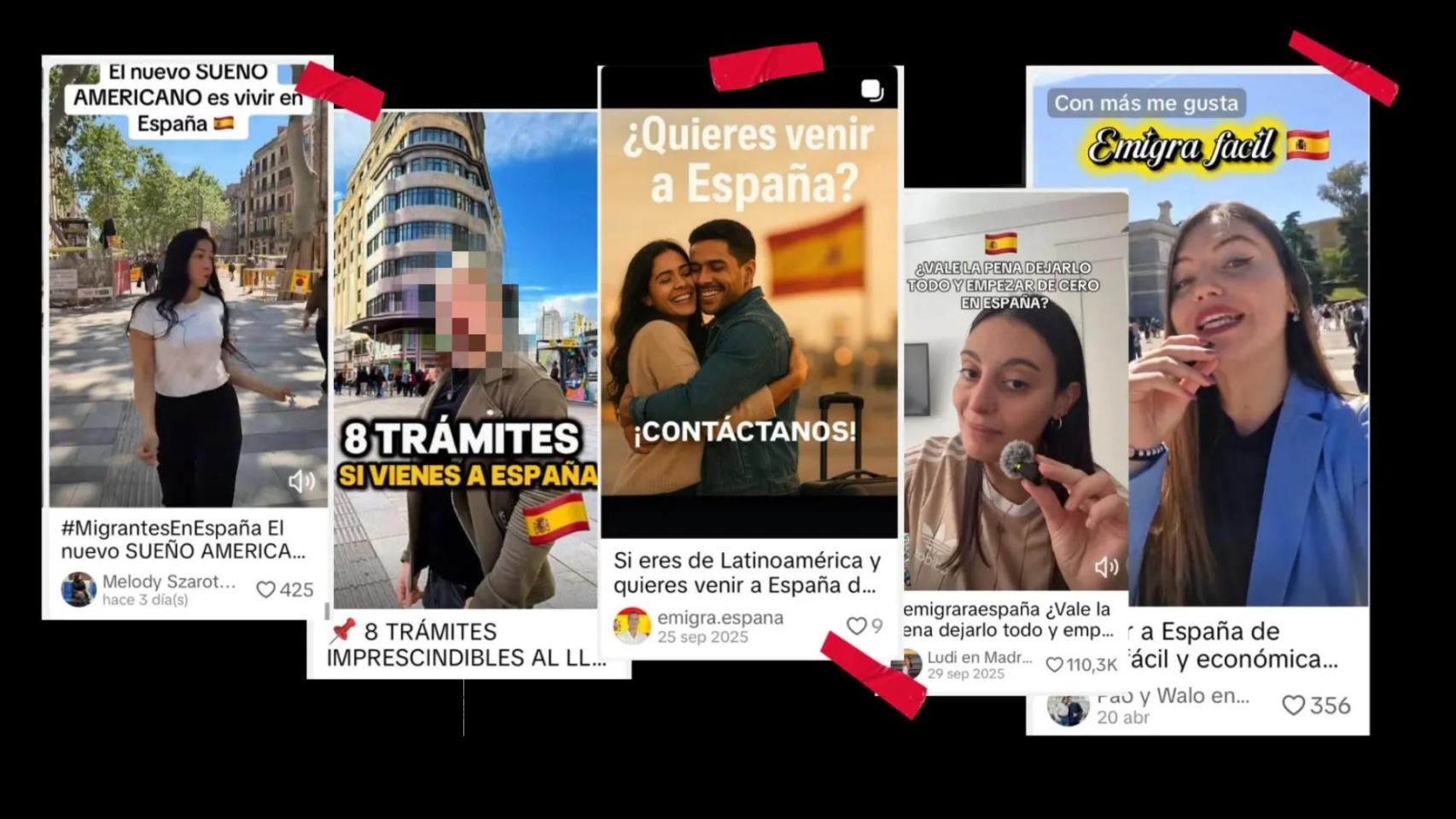 Algunos ejemplos de post de 'migra-influencers'.