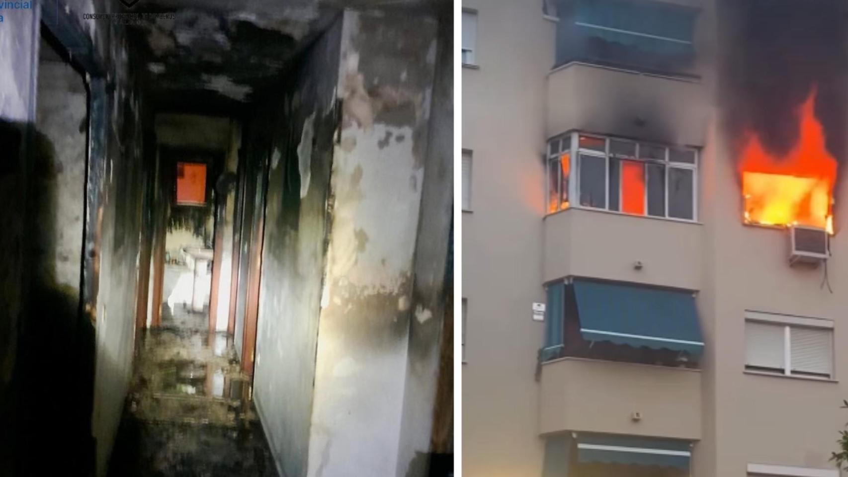 Un montaje con el incendio.