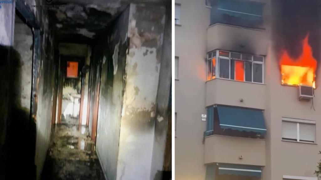 Un montaje con el incendio.