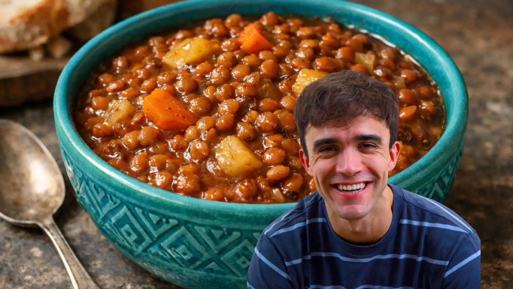 Un plato de lentejas y Diego Dominguez.