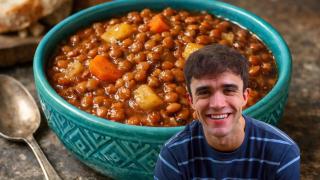 Un plato de lentejas y Diego Dominguez.