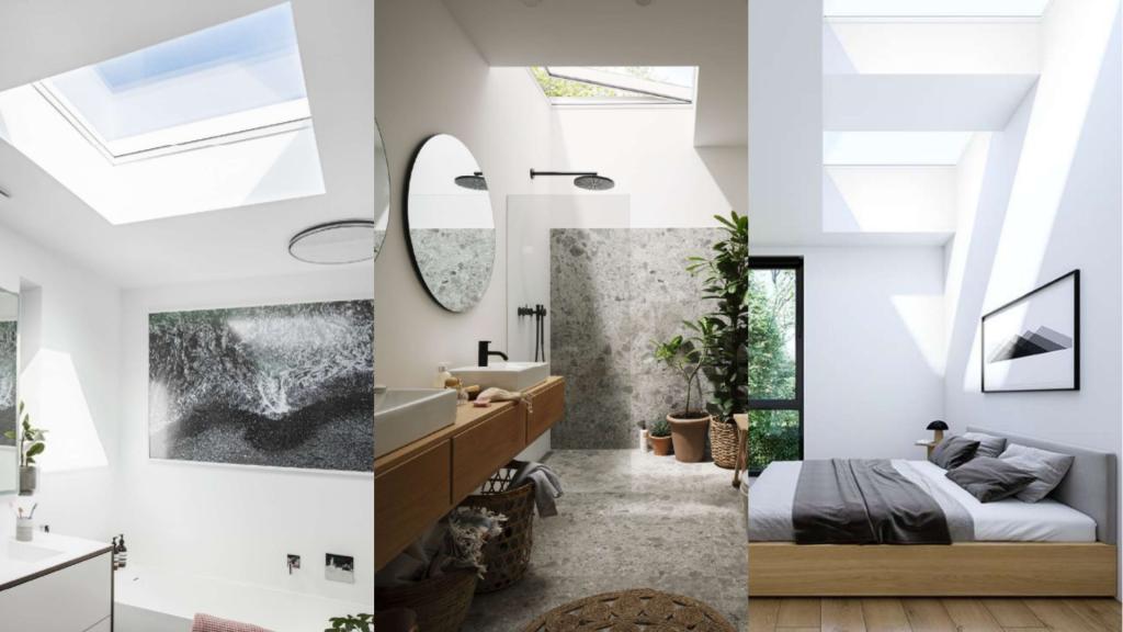 Diferentes instalaciones que muestran las ventajas de iluminación y sensación de amplitud en las estancias que ofrecen las ventanas Velux.