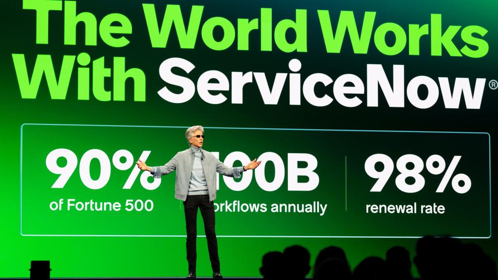 Bill McDermott, presidente y CEO de ServiceNow, este 5 de mayo durante la conferencia principal del evento anual de la tecnológica en Las Vegas (EEUU).