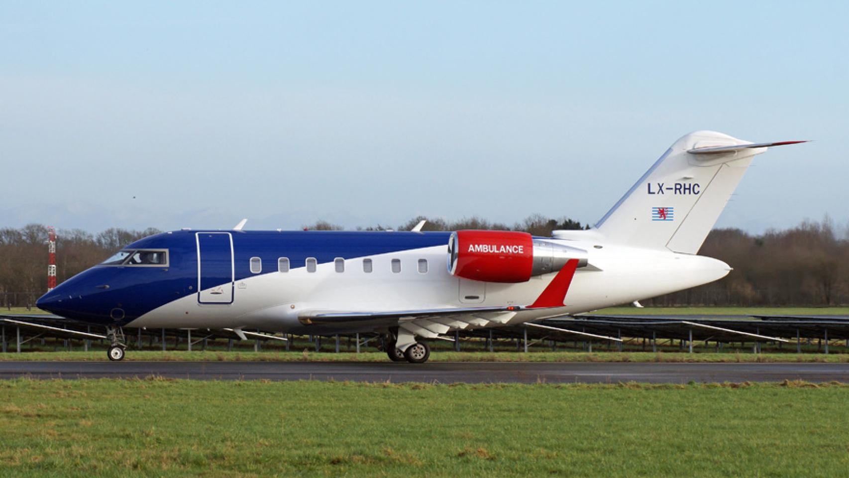 Imagen de archivo del avión utilizado para el transporte del médico inglés a Tenerife, un Bombardier Challenger 605.