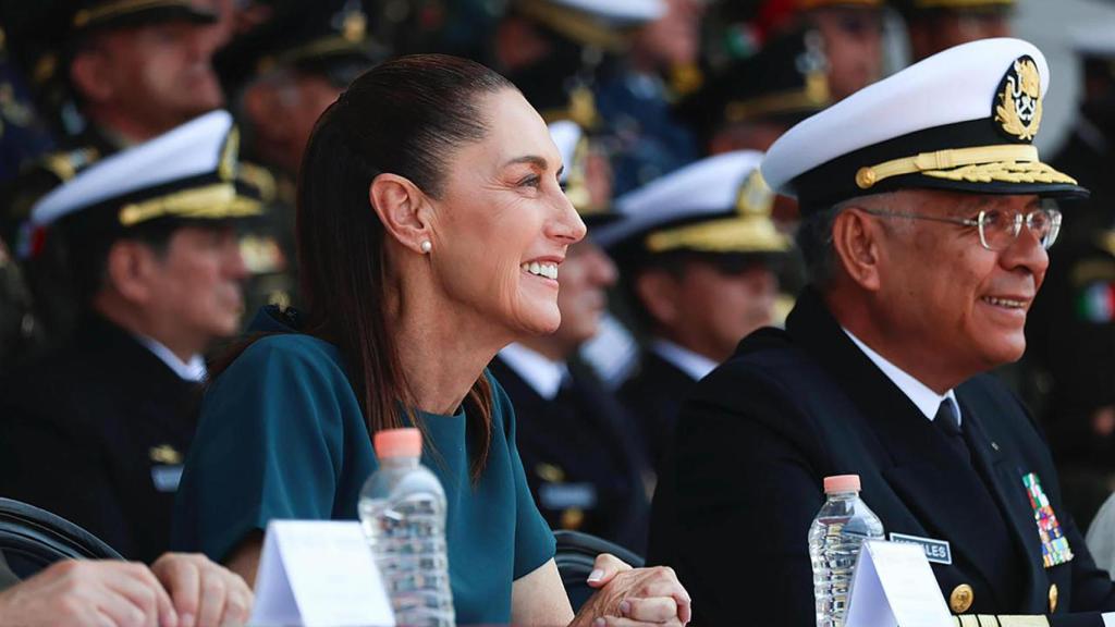 La presidenta mexicana Claudia Sheinbaum este lunes durante un acto en el estado de Puebla.