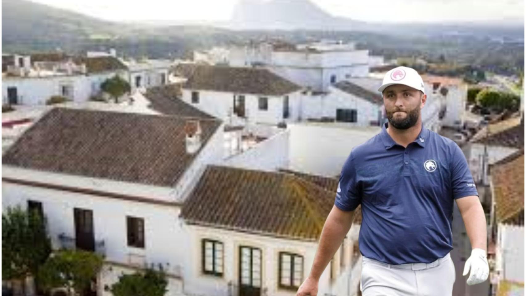 Montaje del pueblo de San Roque y Jon Rahm.
