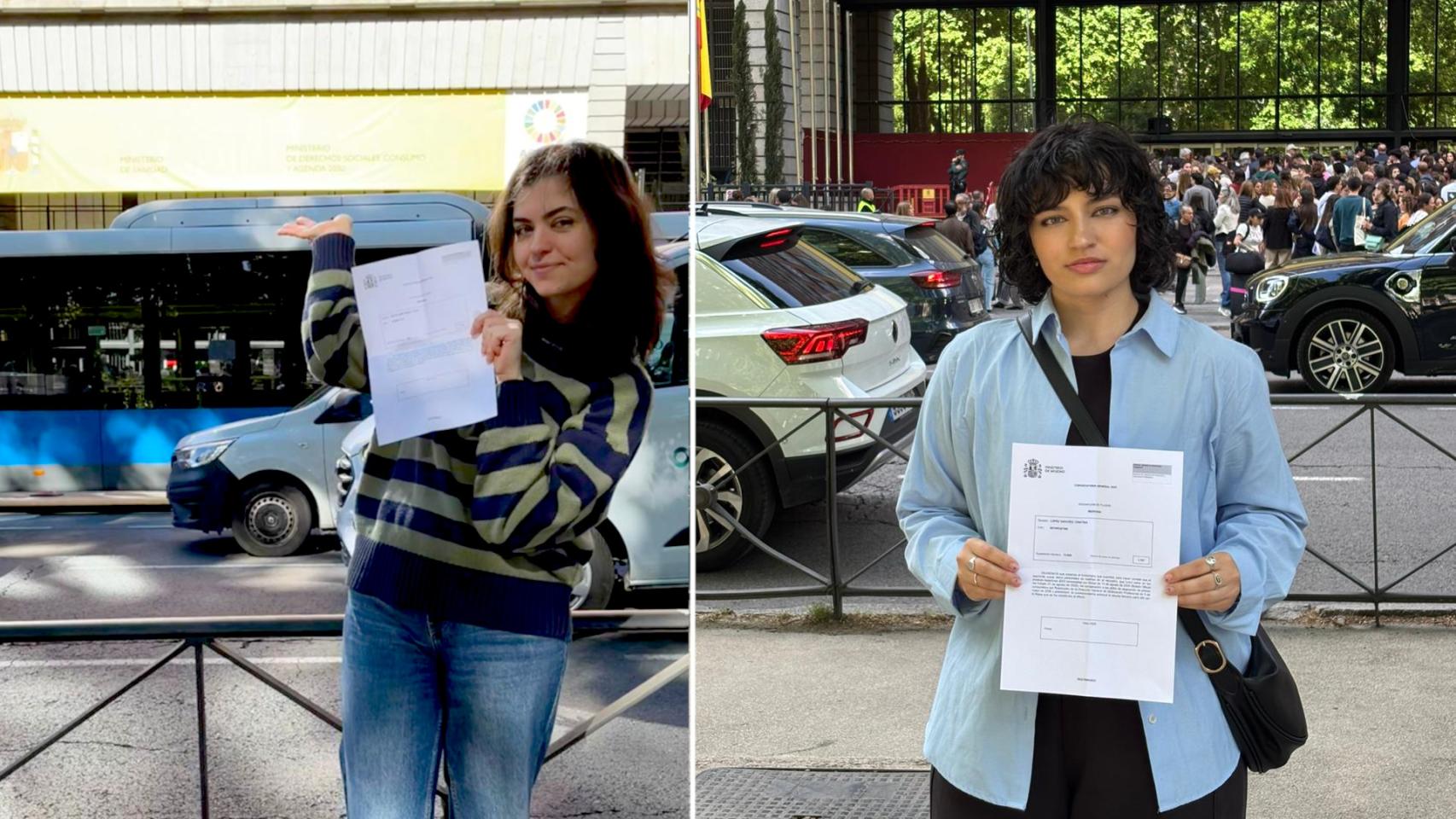 Alba (izquierda) y Cristina han sido de las primeras aspirantes en elegir el MIR de Urgencias.