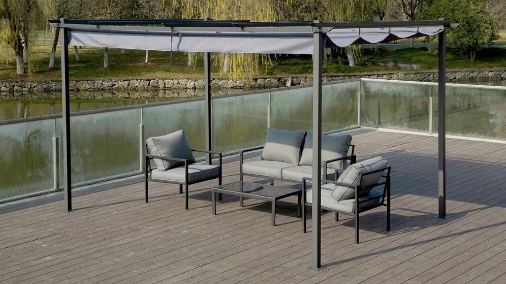 Pérgola con techo retráctil - 3 x 4 m - Antracita.
