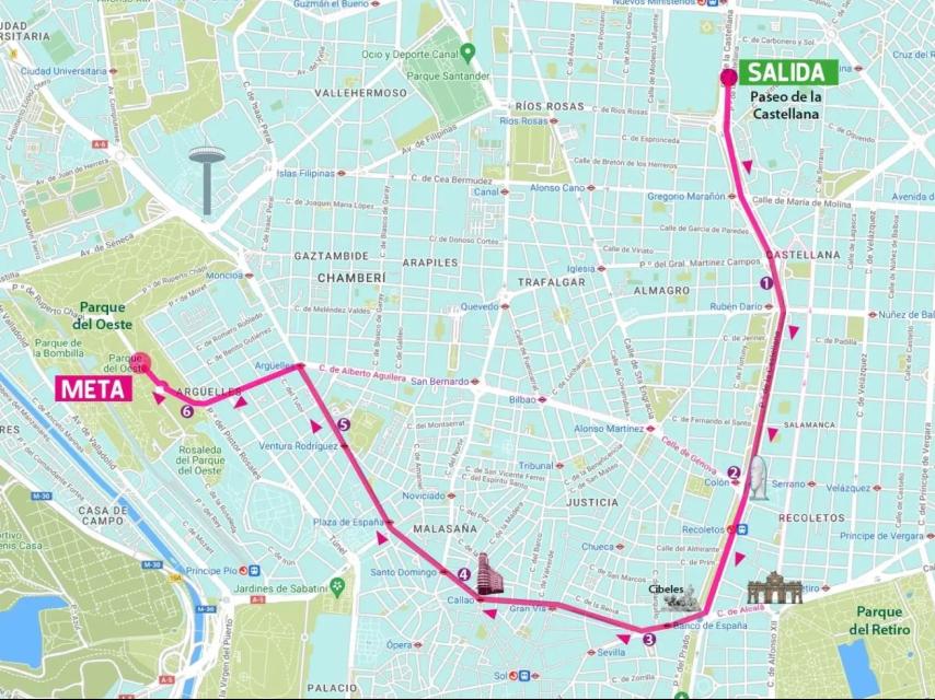 Recorrido de la Carrera de la Mujer Central Lechera Asturiana de Madrid 2026.