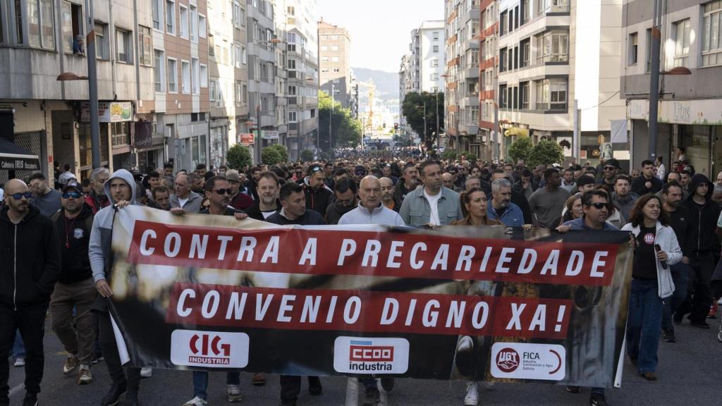 Imagen de los trabajadores del Metal durante la manifestación.
