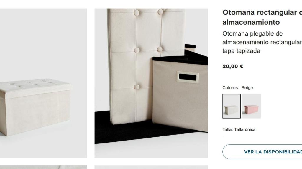 Otomana rectangular de almacenamiento.