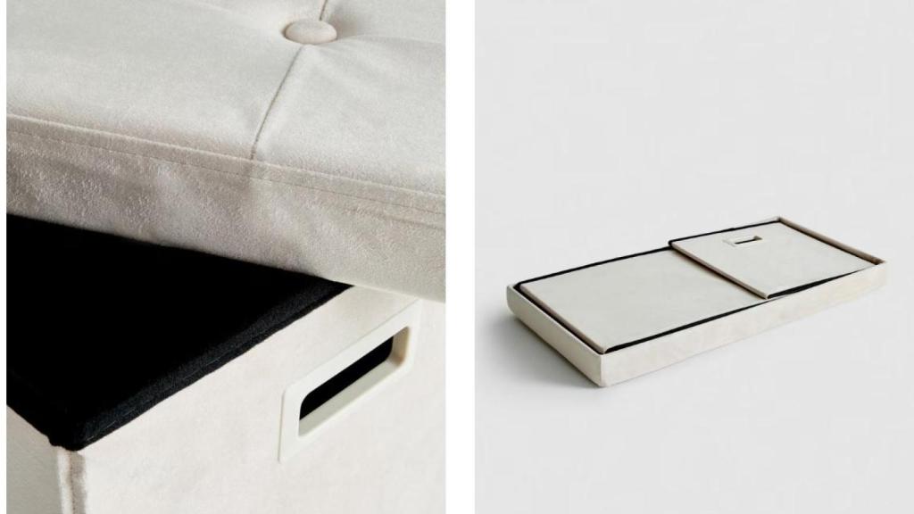 Otomana rectangular de almacenamiento.