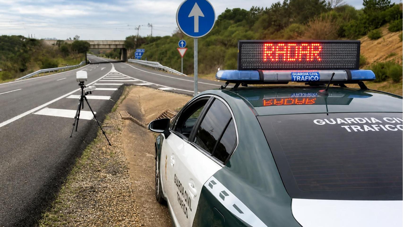 Un radar móvil de la Guardia Civil en la AP-36.