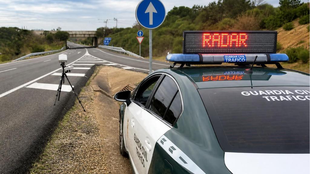 Un radar móvil de la Guardia Civil en la AP-36.