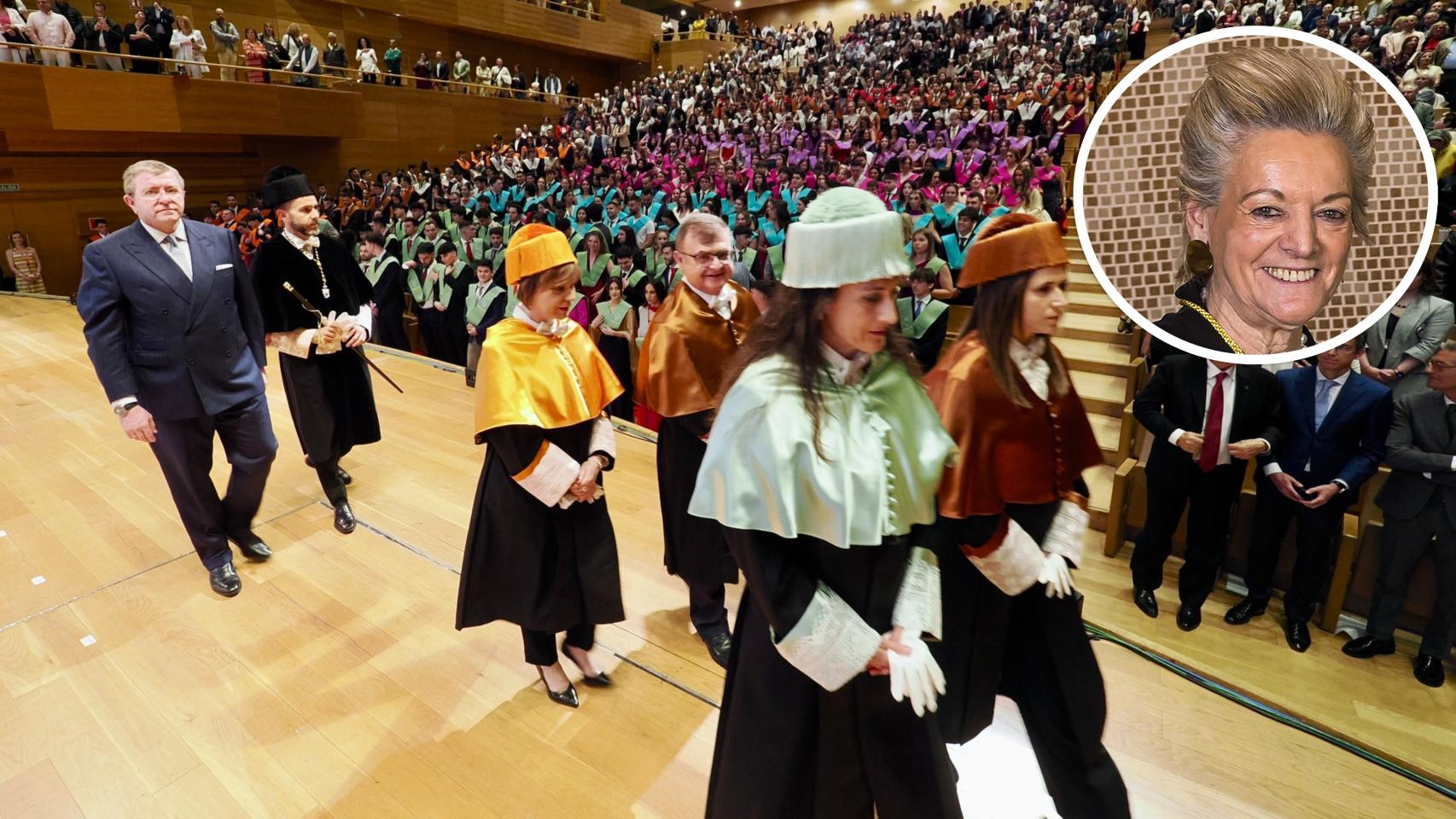 Imagen de archivo de una graduación de la UEMC y de la magistrada del Tribunal Constitucional María Luisa Segoviano.
