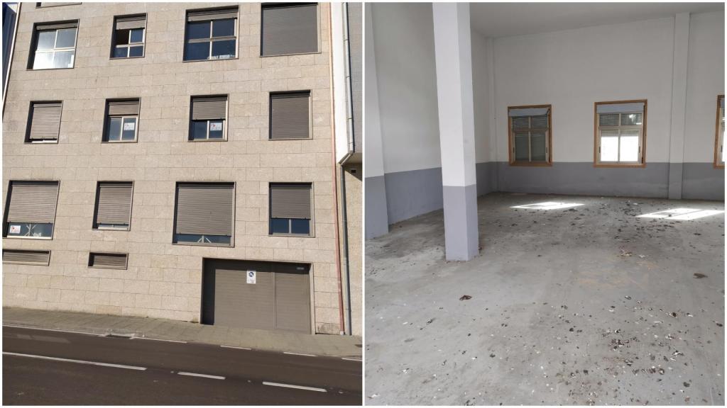 Exterior e interior del garaje que se subasta