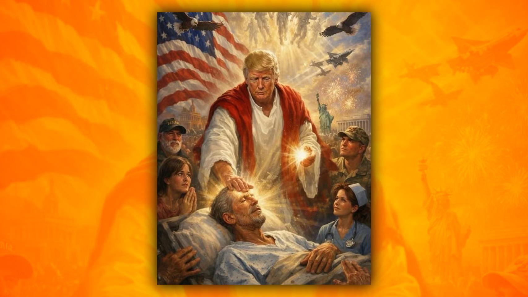 Donald Trump caracterizado como Jesucristo en una imagen publicada en su cuenta de Instagram