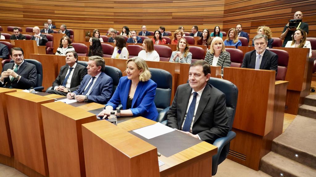 El presidente de la Junta de Castilla y León en funciones, Alfonso Fernández Mañueco, en la sesión constitutiva de la XII Legislatura en las Cortes, el pasado 14 de abril