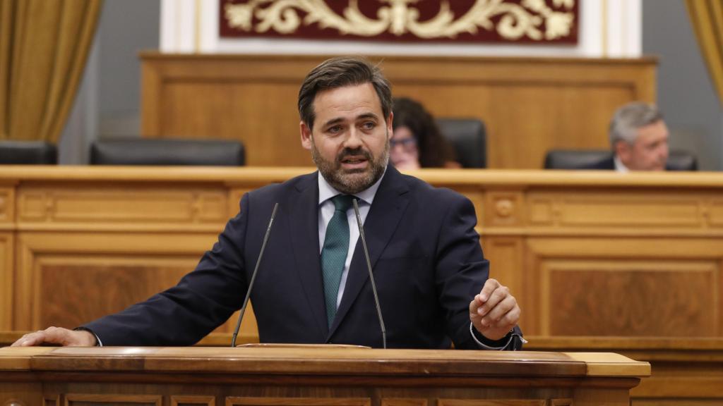 Paco Núñez durante su intervención en las Cortes de Castilla-La Mancha.