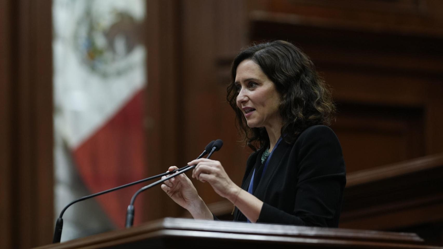 Isabel Díaz Ayuso, en el Congreso del Estado de Aguascalientes, donde recibió el miércoles la Medalla de la Libertad.