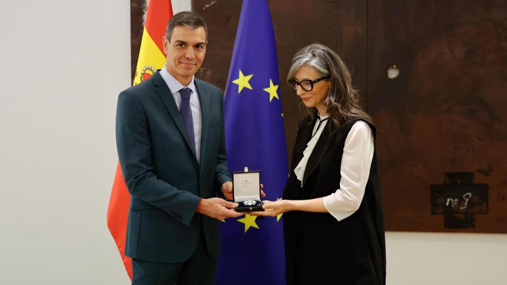 Pedro Sánchez reunido este jueves en Moncloa con la relatora especial de las Naciones Unidas para los territorios Palestinos Ocupados, Francesca Albanese.
