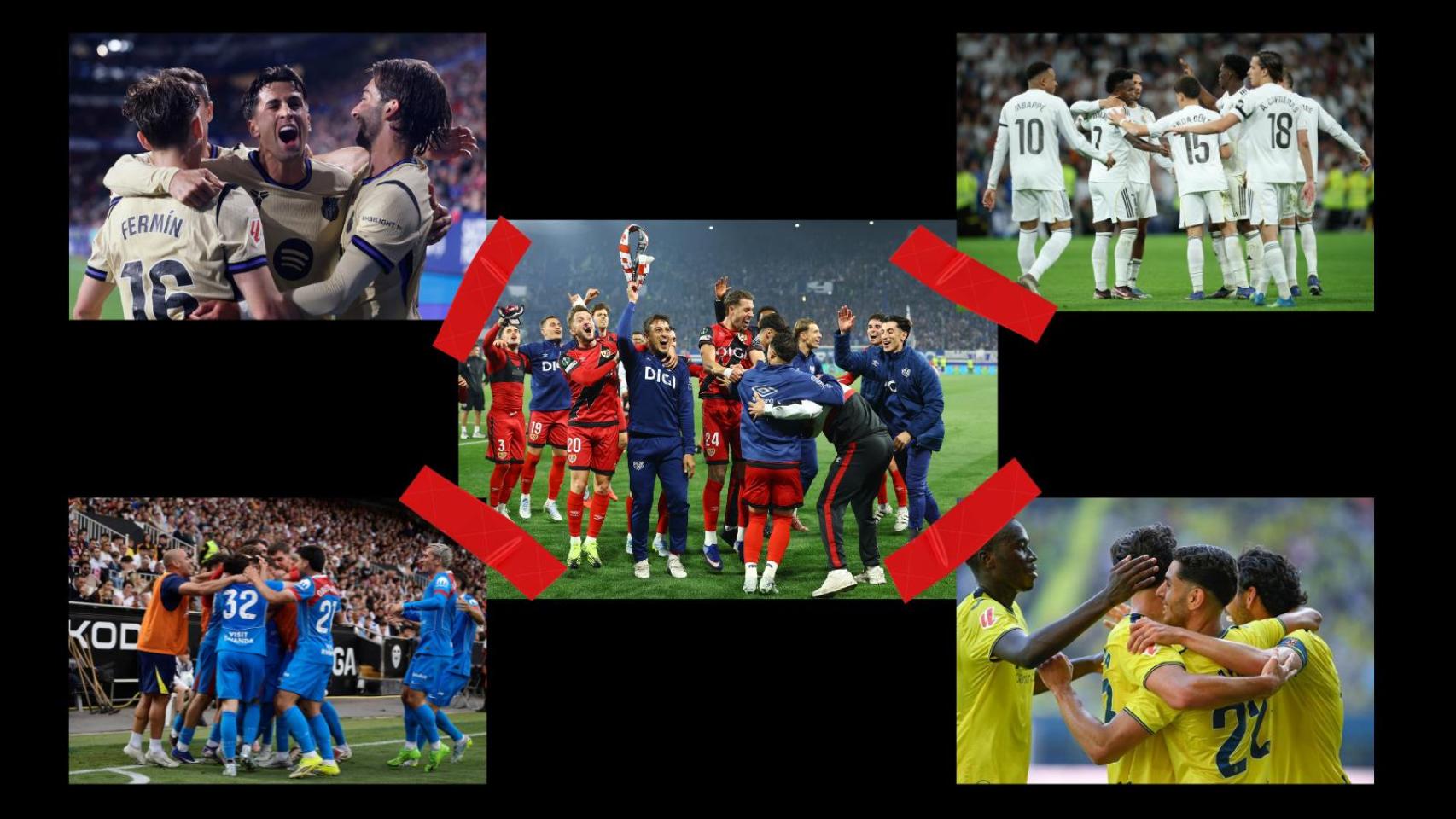 Montaje equipos de La Liga. 