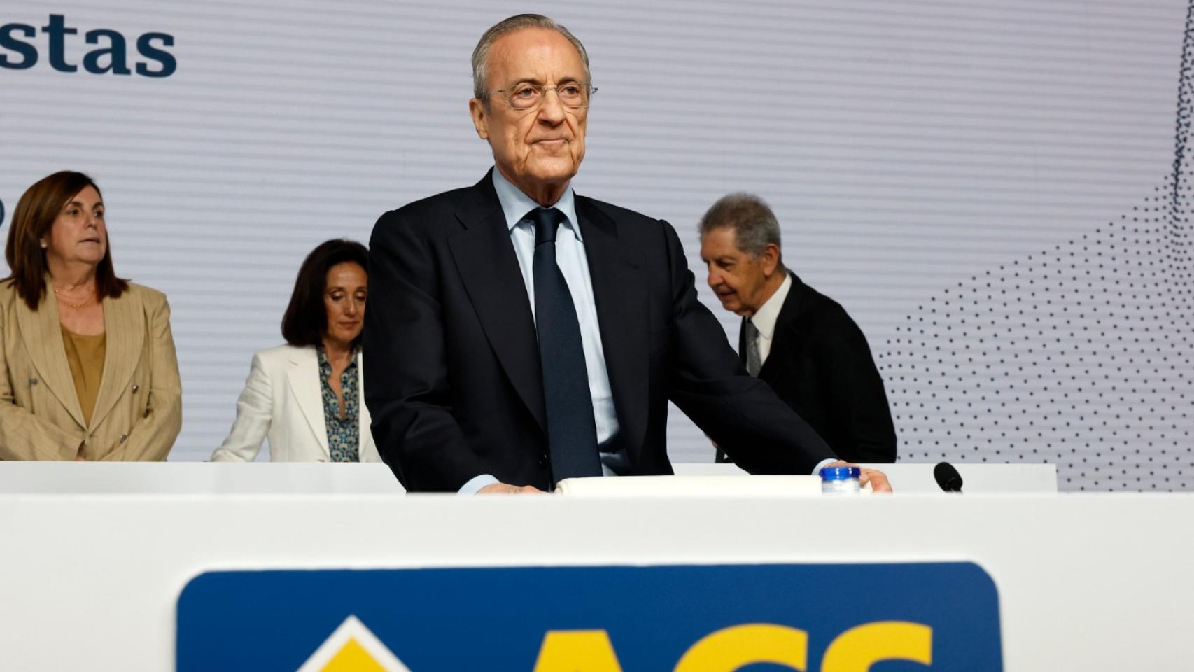 El presidente de ACS, Florentino Pérez, durante su intervención en la Junta General de Accionistas de este 2026.